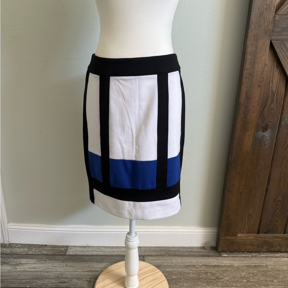 Andrea Jovine Black, White, and Blue Pencil Skirt